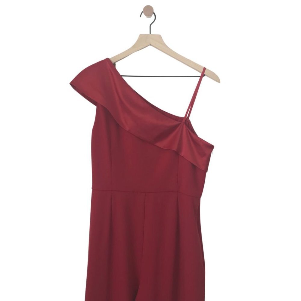 Adrianna Papell One Shoulder Jumpsuit Red 14 - Picture 13 of 17